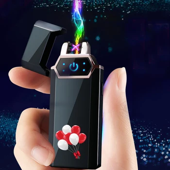 

New Double Plasma Arc Lighter Windproof Electronic USB Recharge Cigarette Smoking Electric Lighter Light Contact Fire for Men