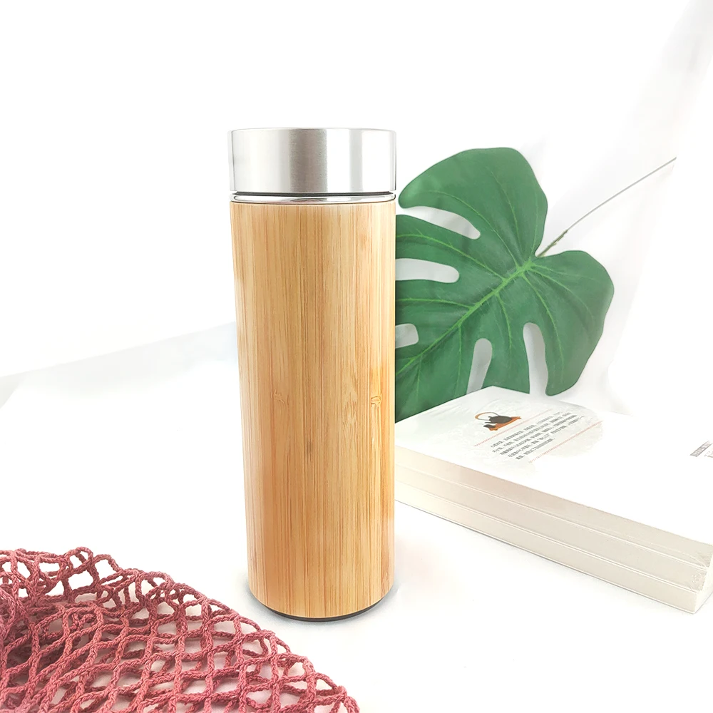 1 PCS Natural Bamboo Tumbler 450ml Stainless Steel Liner Thermos Bottle Vacuum Flasks Insulated Bottles Cup For Tea | Дом и сад
