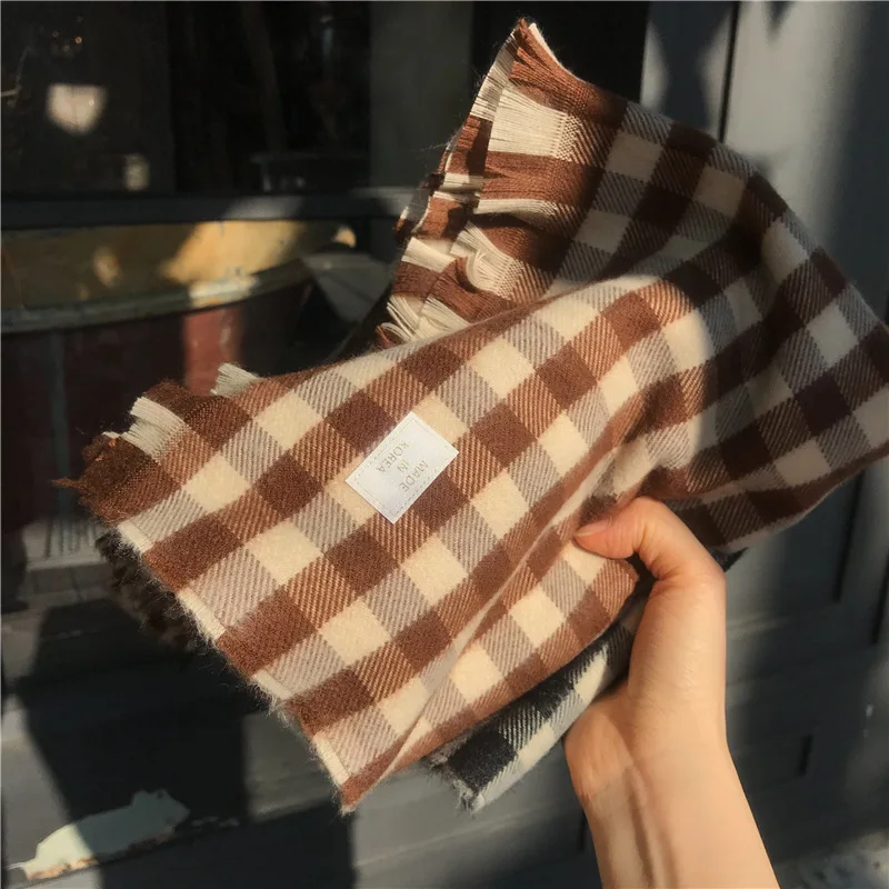 East Gate Autumn and Winter New Scottish Love Plaid Scarf Double-sided Imitation Cashmere Tassel Su Big Shawl Wholesale | Аксессуары для