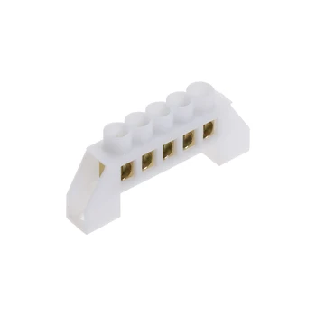 

3PCS White Bridge Design Zero Line 5Position Copper Grounding Strip Terminal Block Connector