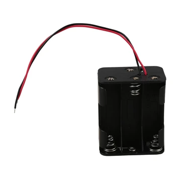 

15cm Leads Dual Layers Black Plastic 6 x 1.5V AA Battery Case Holder