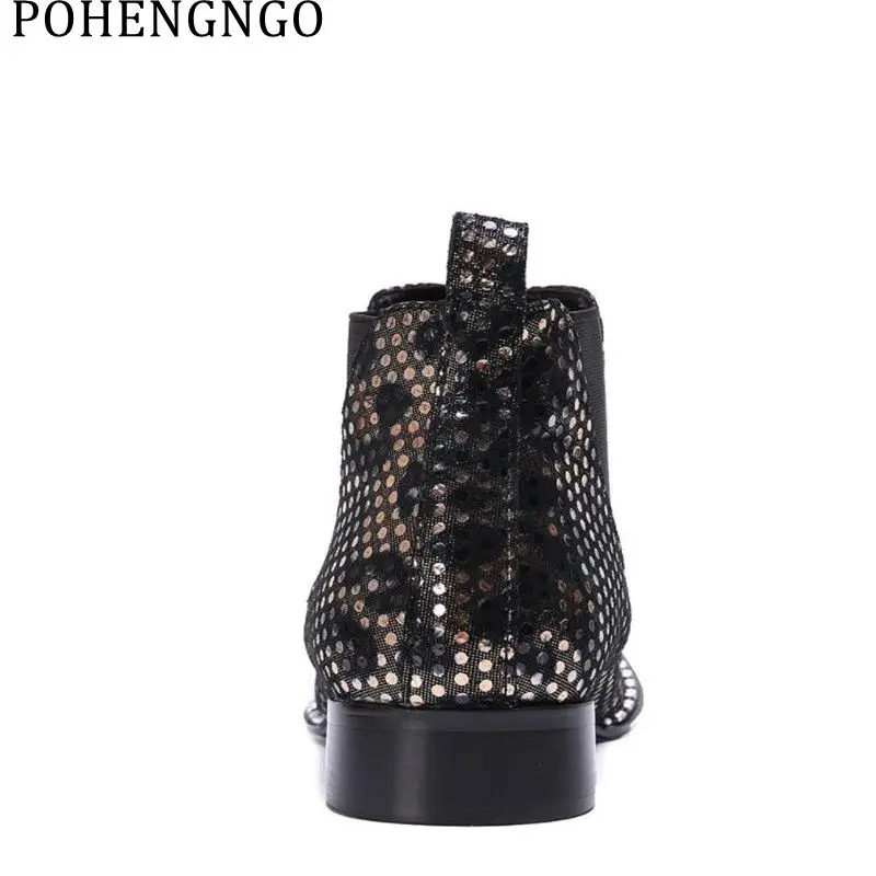 Fashion New Embroidered Men Office Cowboy Boots Sequins Dress Wedding Boots plus-size Men Casual High-top Martin Boots