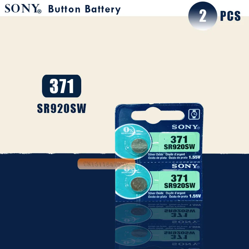 Аккумулятор Sony 2 шт. 100% оригинал 371 SR920SW 920 1 55 в батарея для часов Кнопочная монета