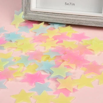 

100PC 3D Star and Moon Energy Storage Fluorescent Glow In the dark Luminous on Wall Stickers for Kids Room living room Decal