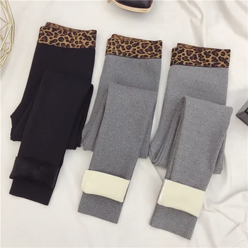 

2020 Autumn Leggings Women Leopard Waist Thread Vertical Pant Women Wear Cotton Leggings High Waist Nine Pants Leggins Mujer