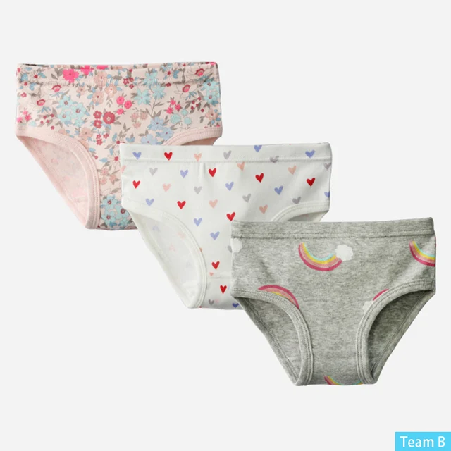SheeCute 3 Pcs/Lot Girl's Toddler & Kids Underwear 100% Cotton Soft Panties Baby Panties Kids Briefs Team B