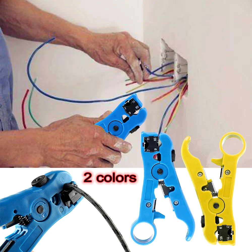 Multi-fonctionnel électrique couteau à dénuder pinces outils Coaxial câble fil pince Cutter Striper pour UTP/STP RG59 RG6 RG7 RG11