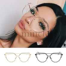 MINCL женские очки "Кошка" металлическая оправа для очков очки сексуальные очки для девочек оверсайз прозрачные солнцезащитные очки лето с коробкой NX