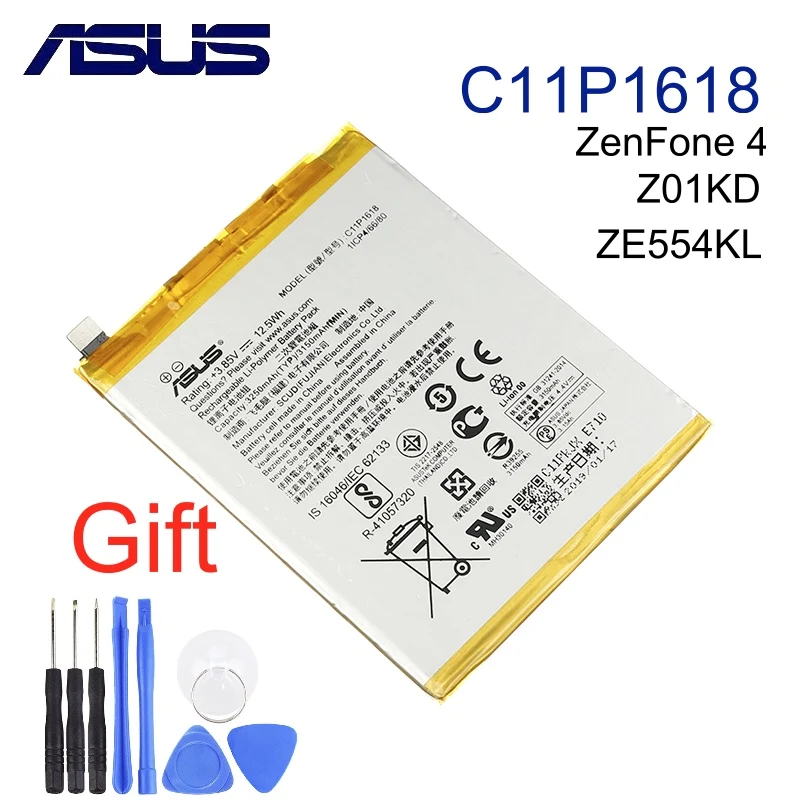 Оригинальный аккумулятор ASUS C11P1618 для телефона Zenfone 4 Z01KD ZE554KL 3250 мАч высокая