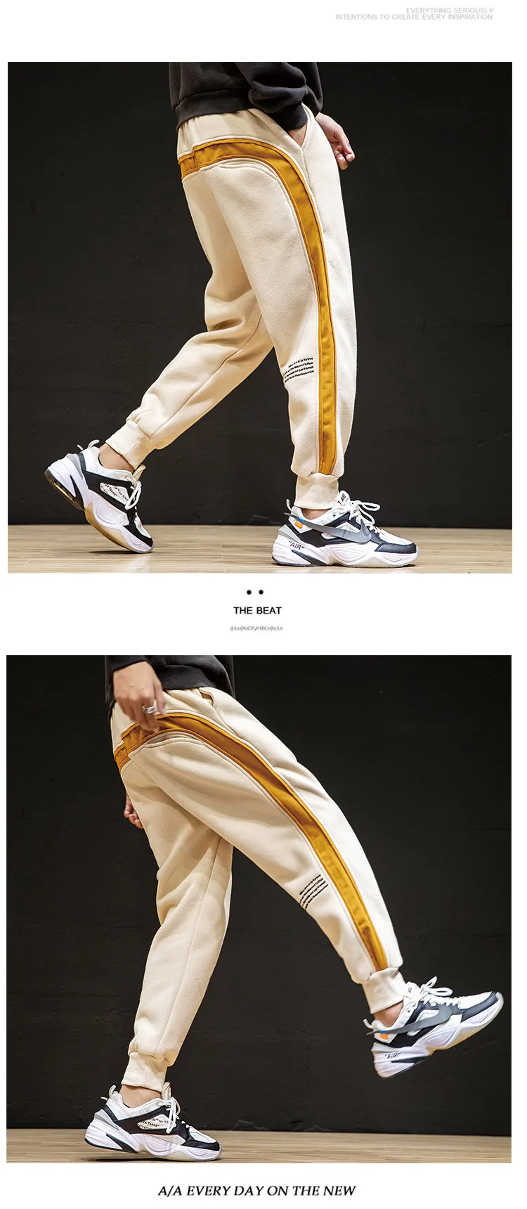 Autumn and winter m-6xl Japanese men's large splicing pure cotton fleece Harlem Sweatpants