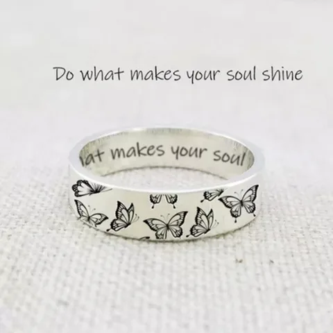 Do What Makes Your Soul Shine 'Retro Butterfly Letter Rings for Women Men Teen Girls Finger Rings Jewelry Gifts Party Ring