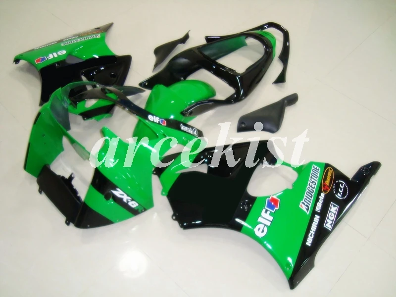 ABS литья под давлением мотоцикл обтекатели комплект подходит для Kawasaki Ninja ZX-6R 636 2000 2001 2002 00 01 02 набор кузова зеленый черный