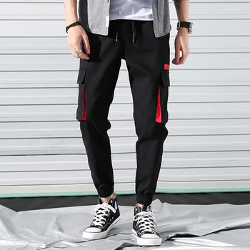

Hip Hop Joggers Men 2020 Fashion Harem Pants Multi-pocket Ribbons Man Sweatpants Streetwear Casual Mens Pants