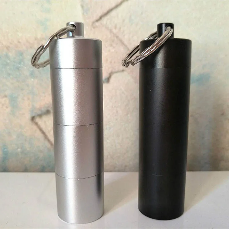 

Aluminum Alloy Emergency Portable Waterproof Multi Grid Pill Box Mini Travel Storage Outdoor Sealing with Key Ring JC