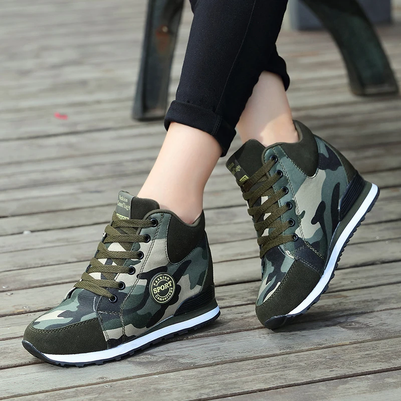 Zapatillas de deporte con de cuña para zapatos informales de tacón de camuflaje, para 2020|Zapatos vulcanizados de mujer| - AliExpress