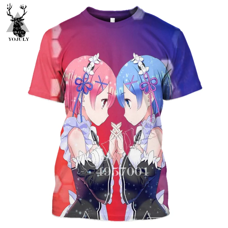8 YOJULY аниме Re: zero две сестры горничной Ram and Rem футболка с 3D принтом Мужские повседневные футболки летняя одежда унисекс с короткими рукавами Y334 - Цвет: 8