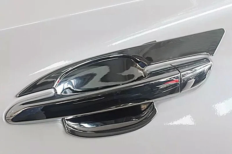 Для hyundai Tucson наклеиваемого покрытия для автостайлинга из ABS Хром Внешний Дверные ручки чаши чехол накладка 4 шт. аксессуары