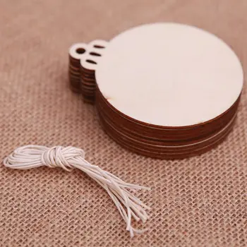 

60 Pieces Wooden Christmas Ornaments Christmas Wooden with 60 Pieces Ropes Ornam