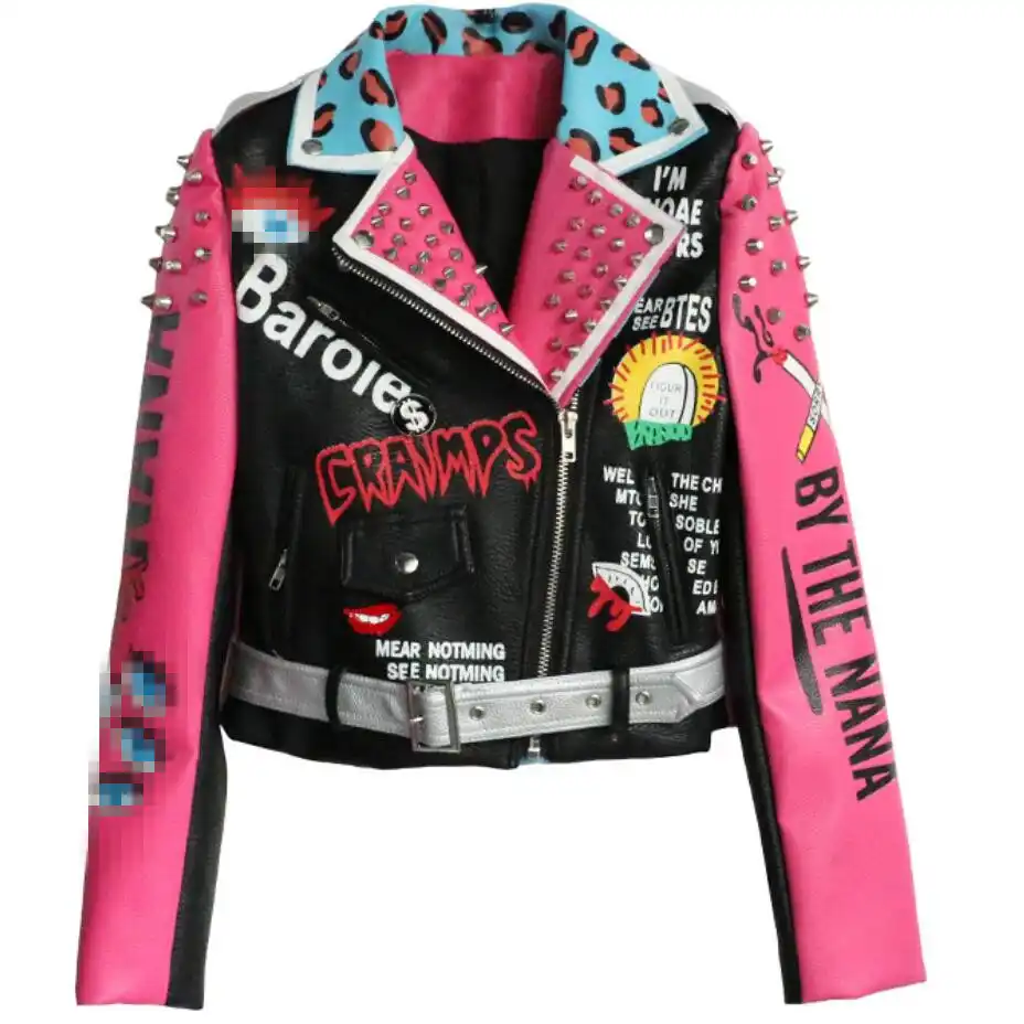 Printed leather jackets Clearance