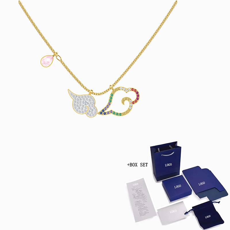 

Fashion SWA New MY HERO Necklace Exquisite Lines Fluent Colors Somersault Cloud Decoration Crystal Female Elegant Romantic Gift