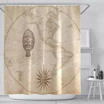 

New 1-3PCS Bathroom Shower Curtain Set Navigation Guide Toilet Cover Mat Non-Slip Rug Set Waterproof Fabric for Home Hotel
