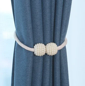 

1Pc Pearl Magnetic Curtain Clip Tieback Home Decor Buckle Curtain Holder Hanging Ball Rope Straps Holdbacks Room Accessories
