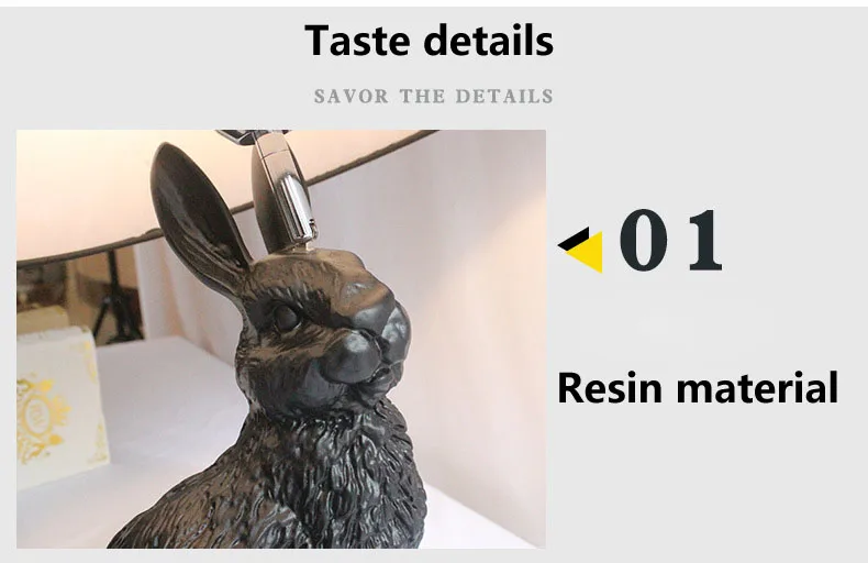 Resin black White Rabbit Modern LED Table Lamp Black stand desk light 11