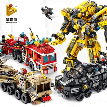 

Panlos small particles multiple 12-in-1 deformation fighter robot assembled building blocks toys