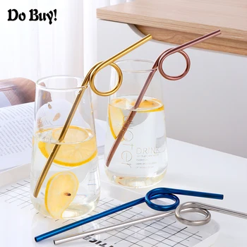 

1 Pcs Creative Drinking Straws Stainless Steel Eco-Friendly Straws Kitchen Reusable Metal Cocktail Straw Living Supplies