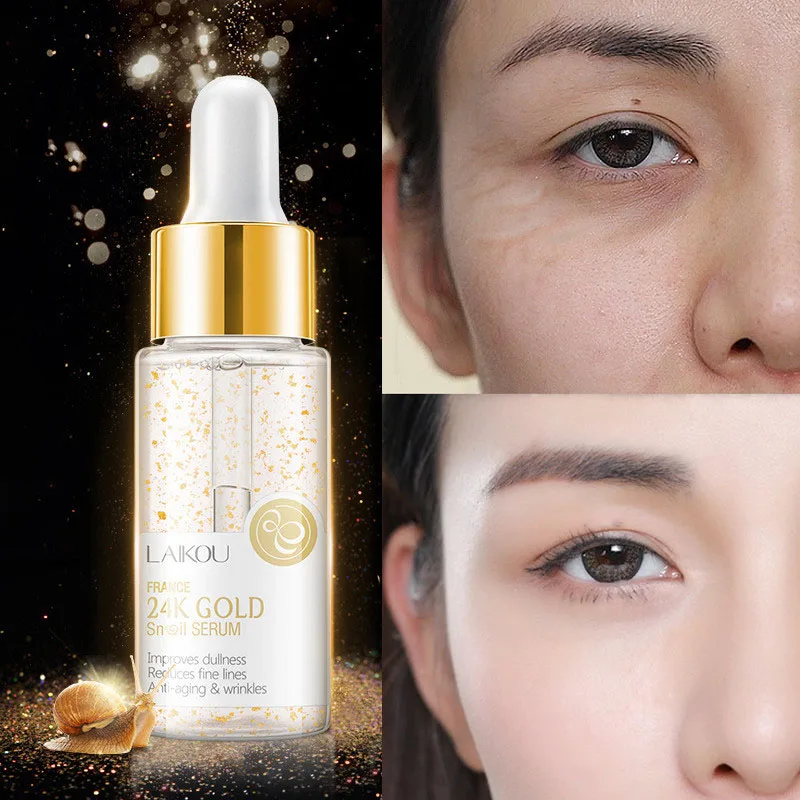 

LAIKOU 17ml 24K Snail Serum Face Essence Wrinkle Hyaluronic Acid Anti Aging Collagen Whitening Moisturizing Face Care Beauty