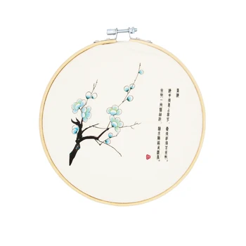 

One piece handmade wall desk decoration home shop bar wedding scene ornament Cotton canvas hand painted blue wintersweet QC-1817