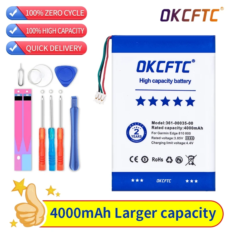 Batteria Originale Okcftc 4000Mah 361-00035-00 Per Garmin Edge 800 , Edge 810