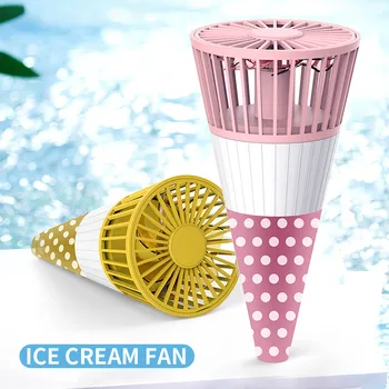 

ELOOLE New Lazy Movement Neck Hung Portable Fan Convenient Charging Student Creative Holding Ice Cream Shape Mini USB Small Fan