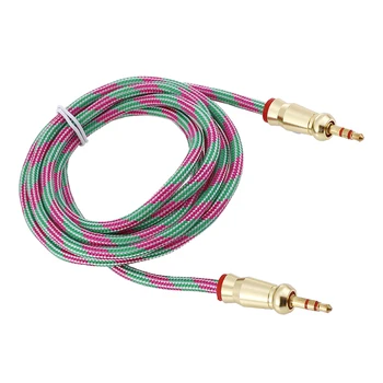 

1.5m Nylon Braided Auxiliary Audio Cable 3.5mm Replacement Gold-plated Interface Audio Cord