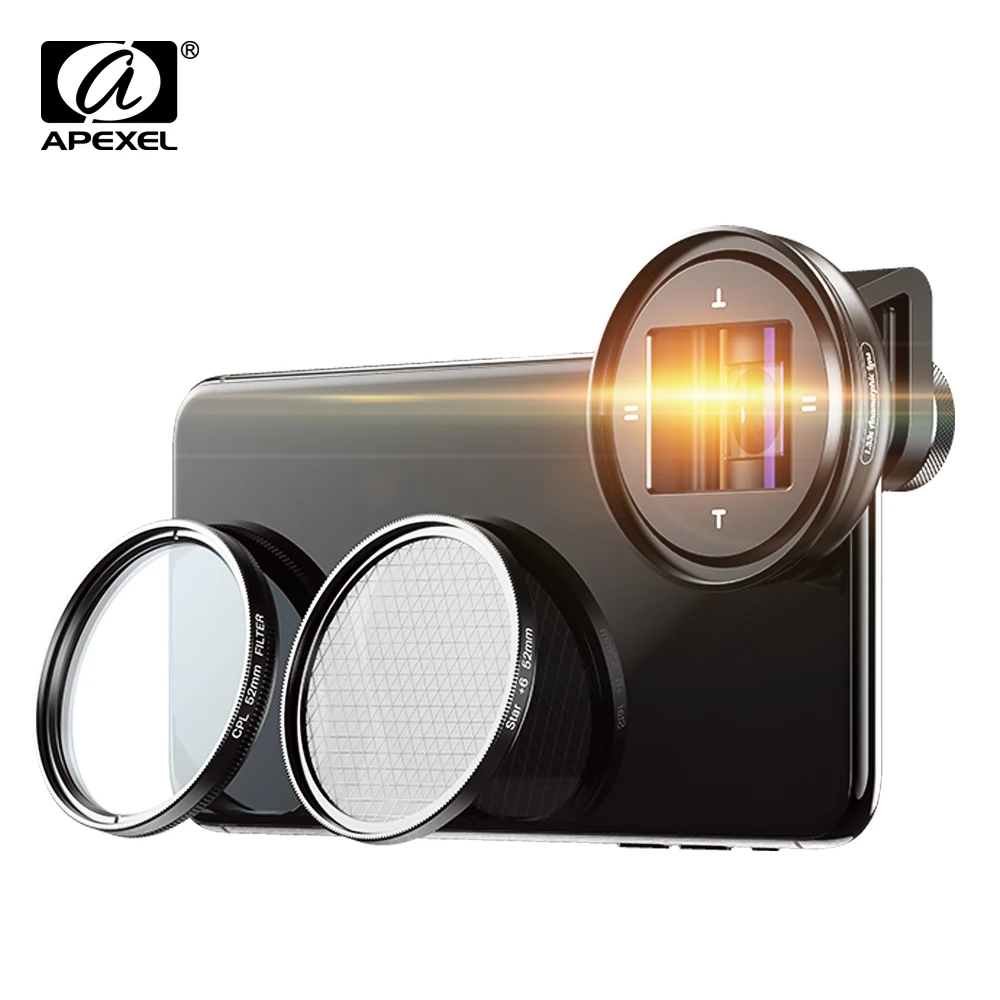 APEXEL HD 1.33x WideScreen anamorphic lens professional moive Lens Video Vlog phone cpl lens for iPhone Samsung smartphones