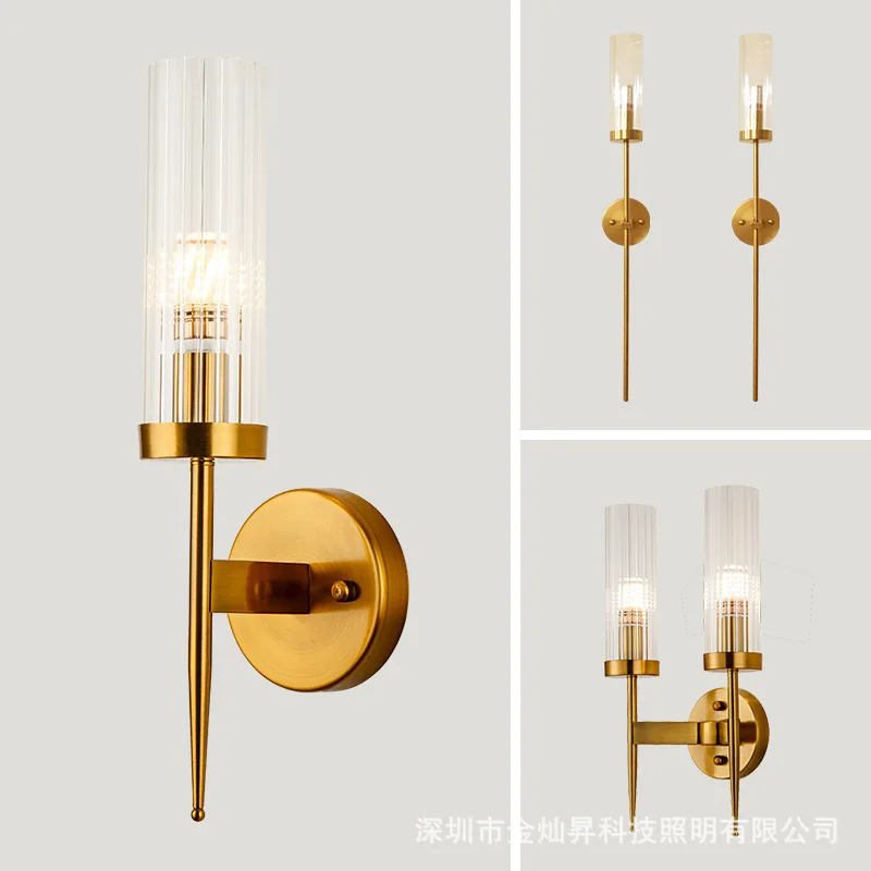 

Modern American Luxury Crystal Wall Lamp Simple Living Room Bedroom Bedside Lamp Decor Home Wall Sconce Light Fixture Luminaria