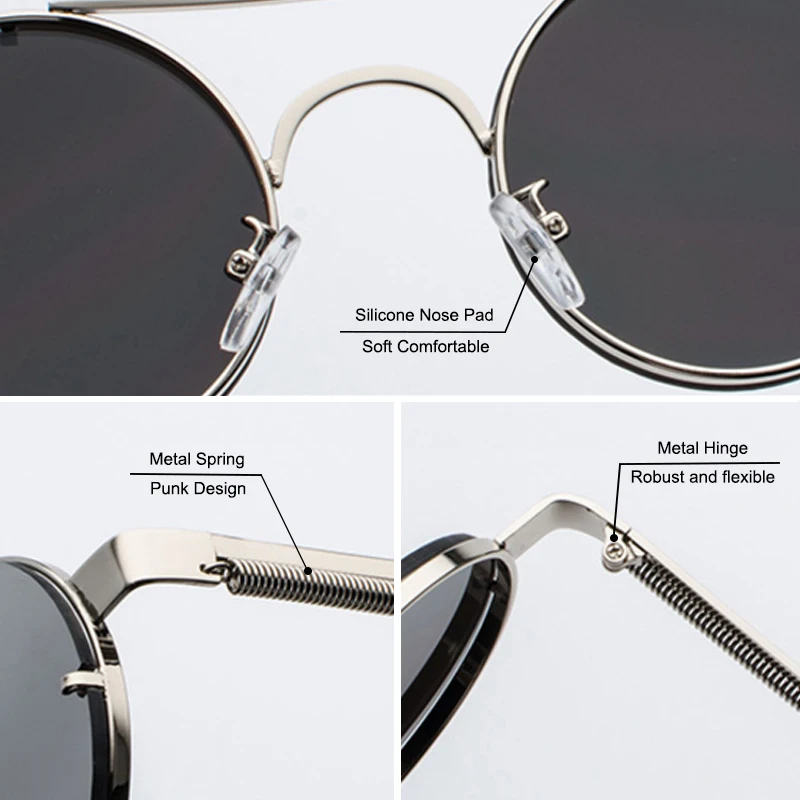 Солнцезащитные очки SIMPRECT в стиле стимпанк винтажные круглые металлические