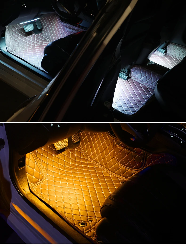 Led Car Foot Ambient Light With USB Cigarette Lighter Backlight Music Control App RGB