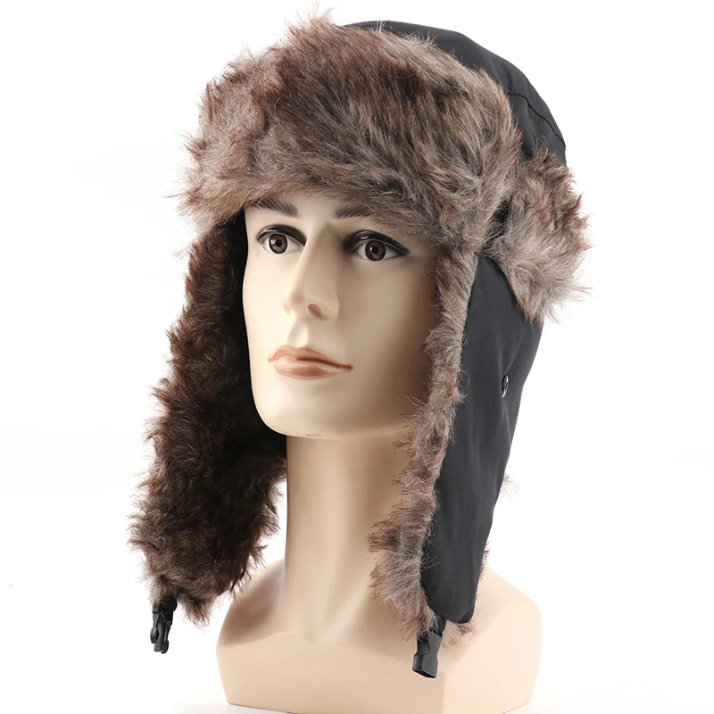 CAMOLAND Men Women Russian Hat Trapper Bomber Hats Winter Thermal Faux Fur Earflap Caps Outdoor Male Ushanka Snow Ski Caps winter hat earflap hat faux fur hat