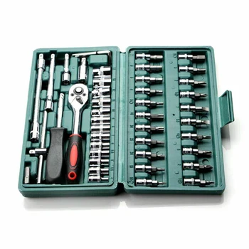

46pcs Car Ratchet Torque Wrench Kit Hand Tools 1/4-Inch Socket Set Tool With Box 2020 New Sockets+Ratchets+Wrenches+Hex Key+Bits