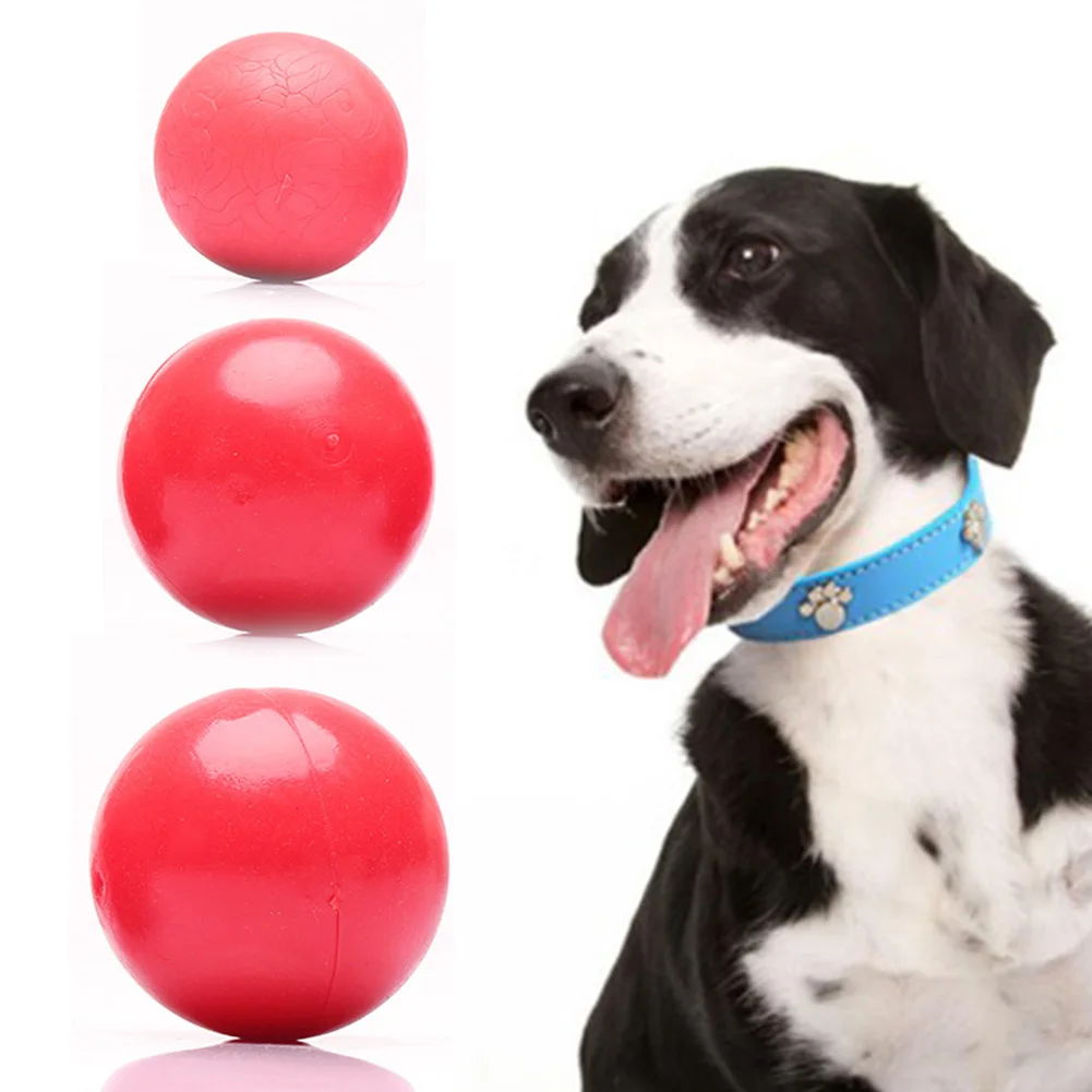 Safe Non-Toxic Super Toughness Bite Resistant Pet Dog Red Rubber Elastic Teeth Ball Training Chew Play Toy