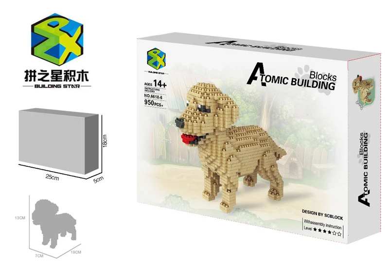 Микро животные собака мини блоки мультфильм животное овчарка Тедди Huskie золотой ретривер Кирпичи Модель игрушки алмаз