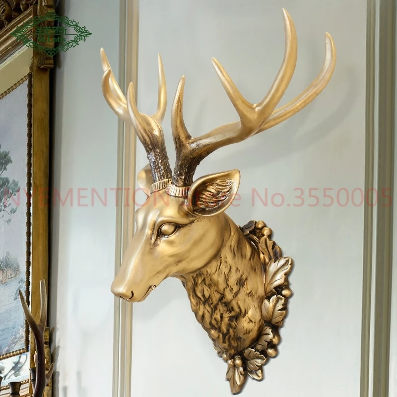 

Head Sculpture Murals Home Wall Hanging Animal Statue Decoration Resin Handmade European Village Ornament Artwork Craft 1pcs