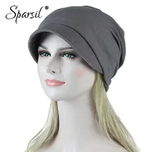 Sparsil унисекс осенние вязаные шапки женский из смеси хлопка ворс однотонные кепки Brim Skullies весенние беговые рыболовные кепки женские мужские