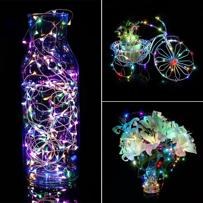 

New Copper Silver Wire String LED Light 3AABattery Decor Colorful Bright