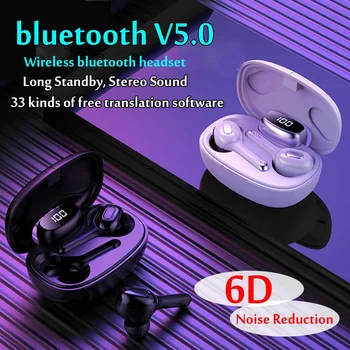 

Wireless TWS bluetooth V5.0 Headset Smart Translation LED Digital Display Headphones 380mAH Charging Box Sports Earphones