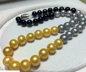 

10-11mm south sea round multicolor natural pearl necklace 18inch
