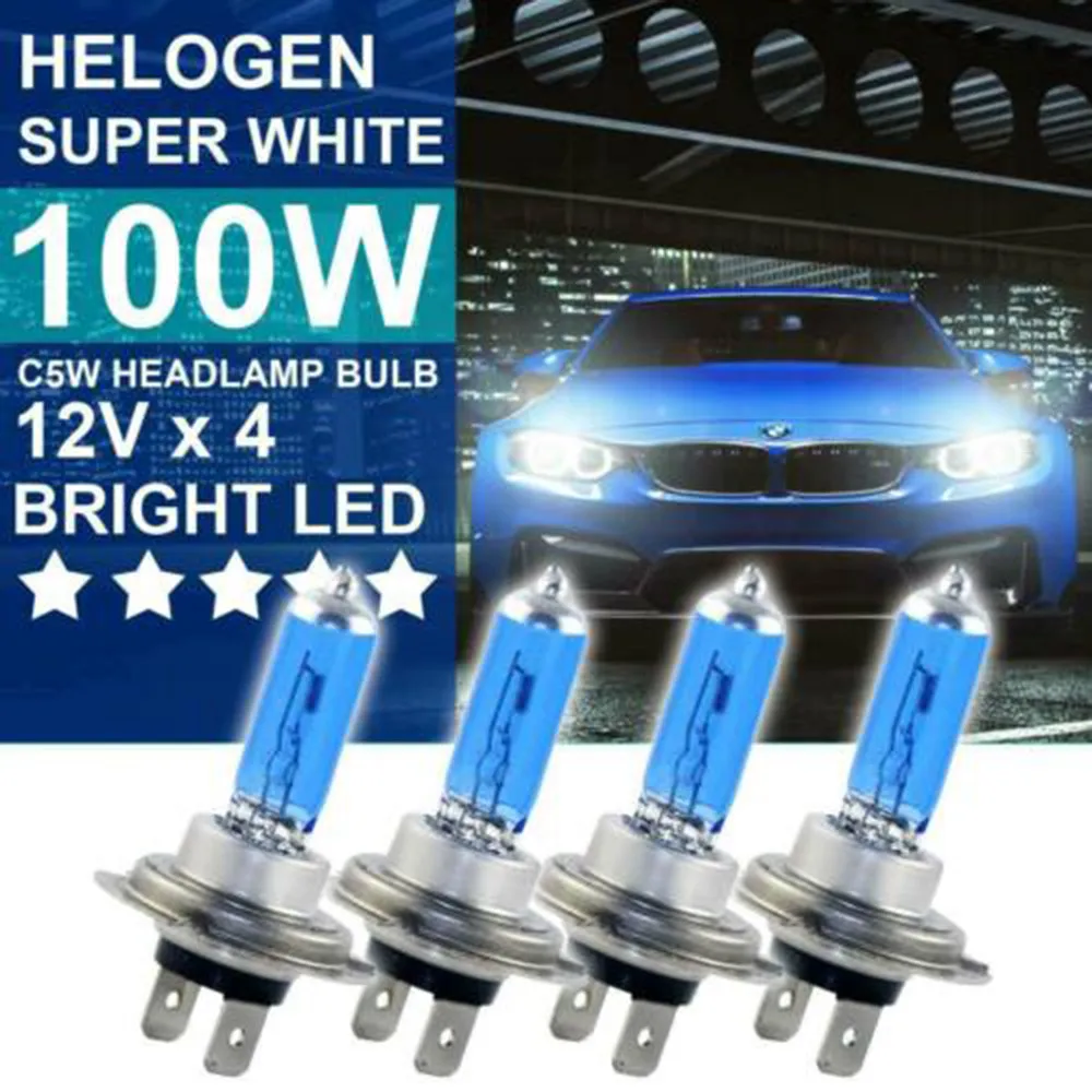 

4pcs H7 Car Headlight Lamp Headlamp 100W 6000K Xenon Hid Super Bright Fog Light Halogen Bulb Daytime Running Lamp Light Bulb