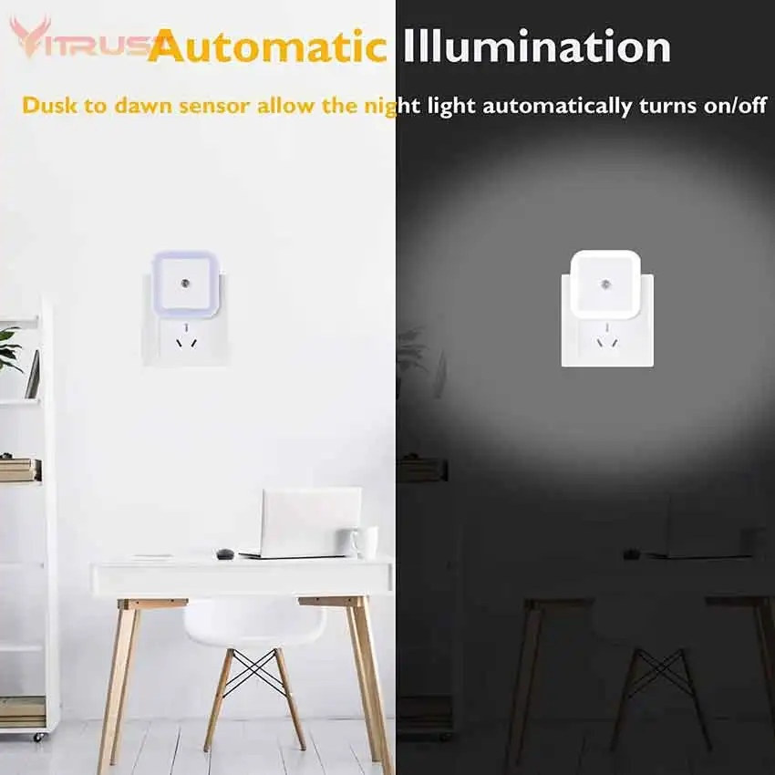 Automatic Led Night Lights Soft White Night Light Plug in with Dusk to Dawn Sensor Led Plug-in Nightlight