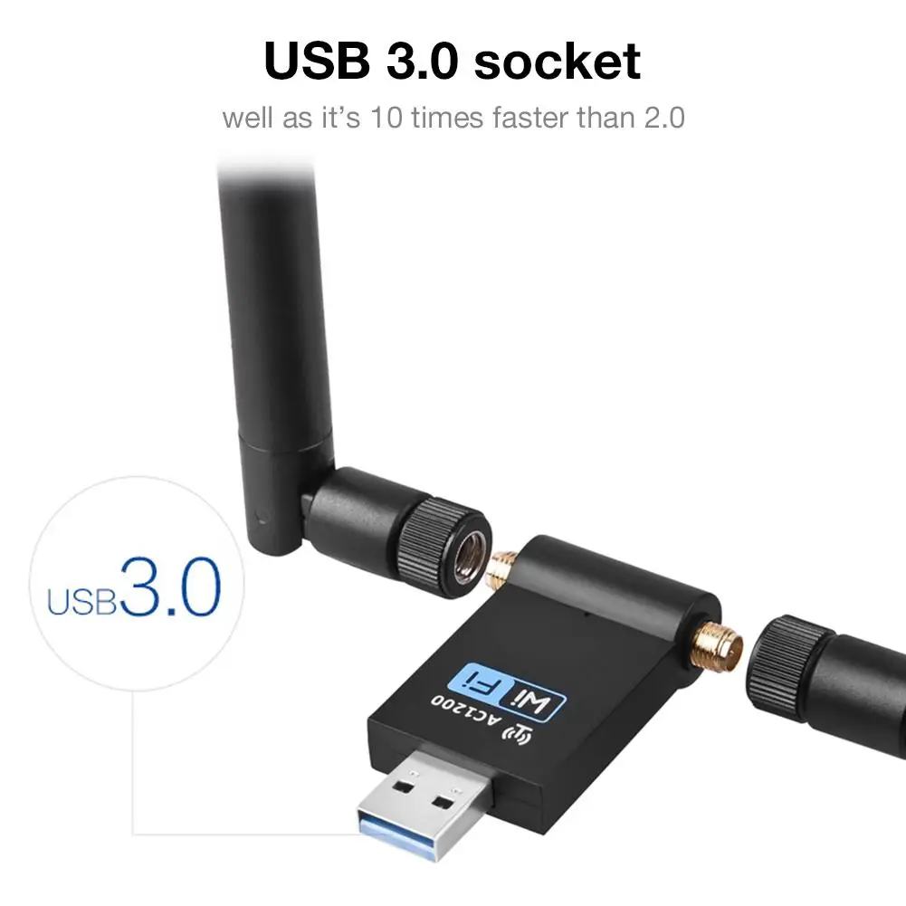 AC1200M беспроводная сетевая карта 1200 Мбит/с USB3.0 WiFi маршрутизатор приемник сигнала адаптер 2,4 ГГц/5 ГГц двухдиапазонный высокий коэффициент усиления 5dBi PC Antenn